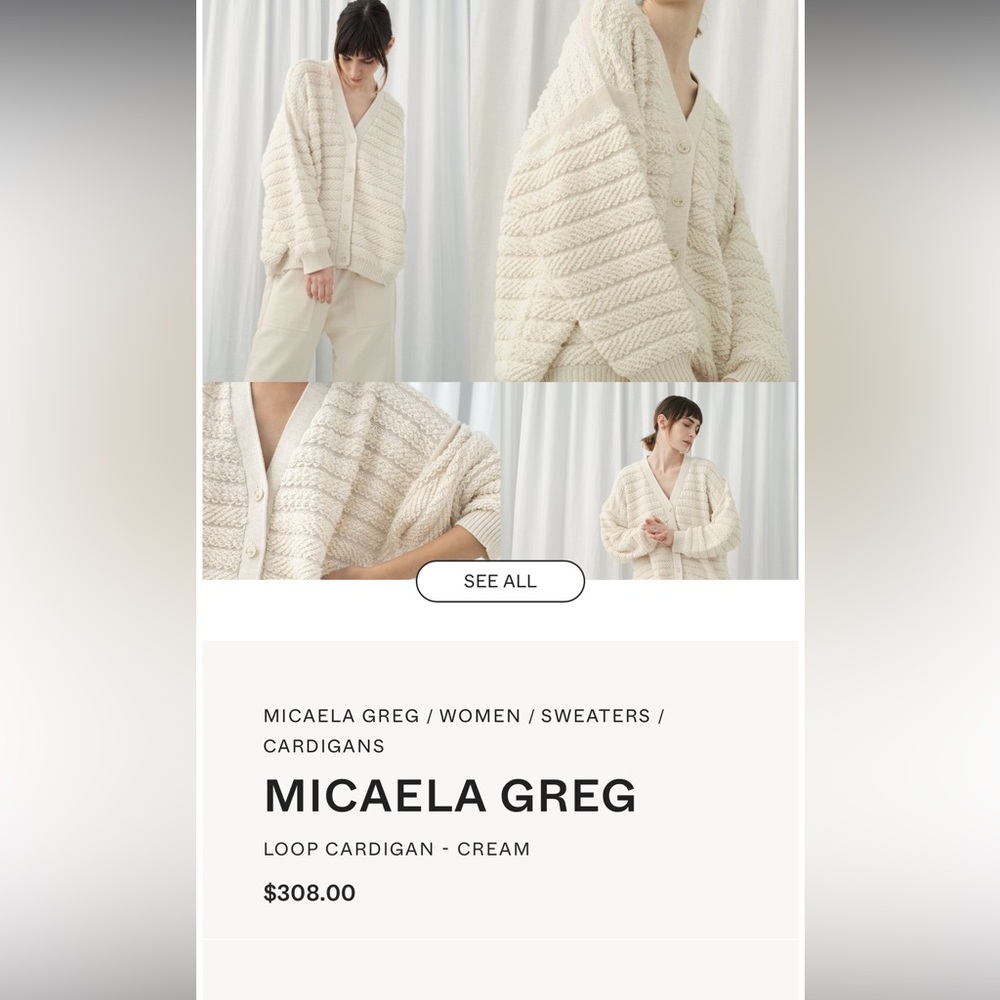 Micaela Greg Cream Loop Cardigan